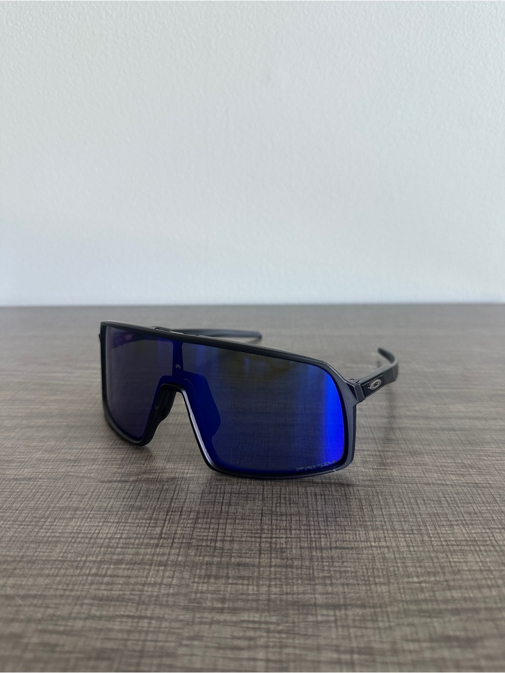 Oakley Shield Sunglasses with Blue Mirror Lenses and Black Frame